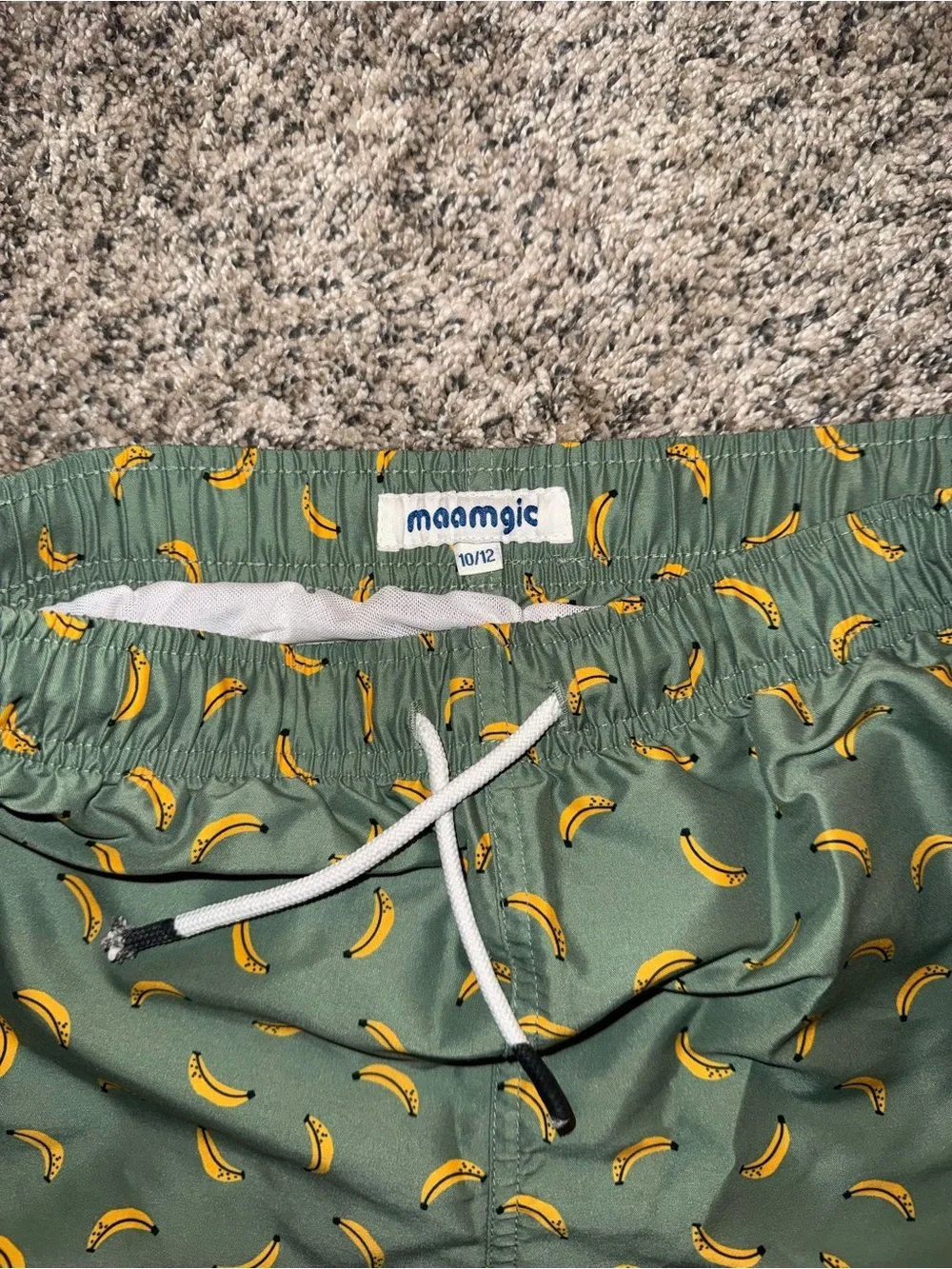 Boys 10/12 Green Banana Print Swim Trunks